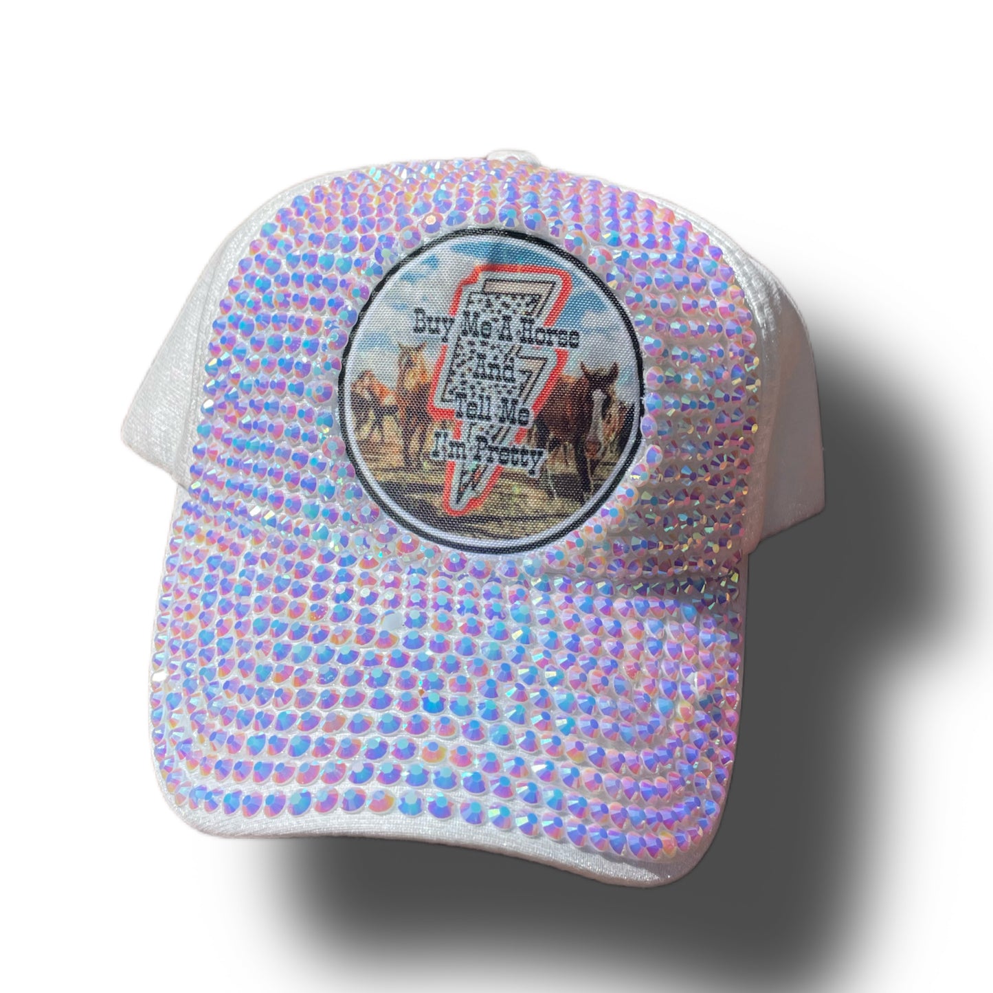 Buy Me A Horse And Tell Me I’m Pretty Blinged Out Baseball Hat White Hat