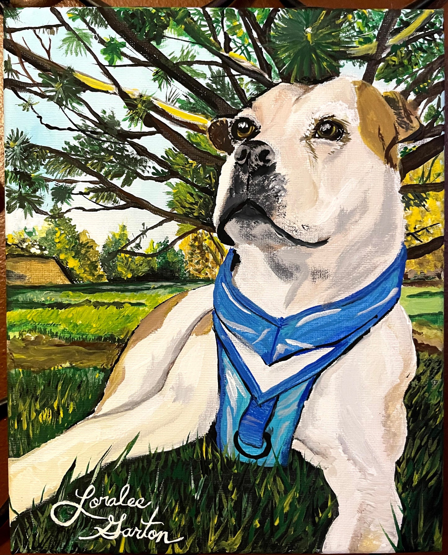 Commissioned Loralee Garton Painted Pet Portrait on 8 in x 8 in Canvas