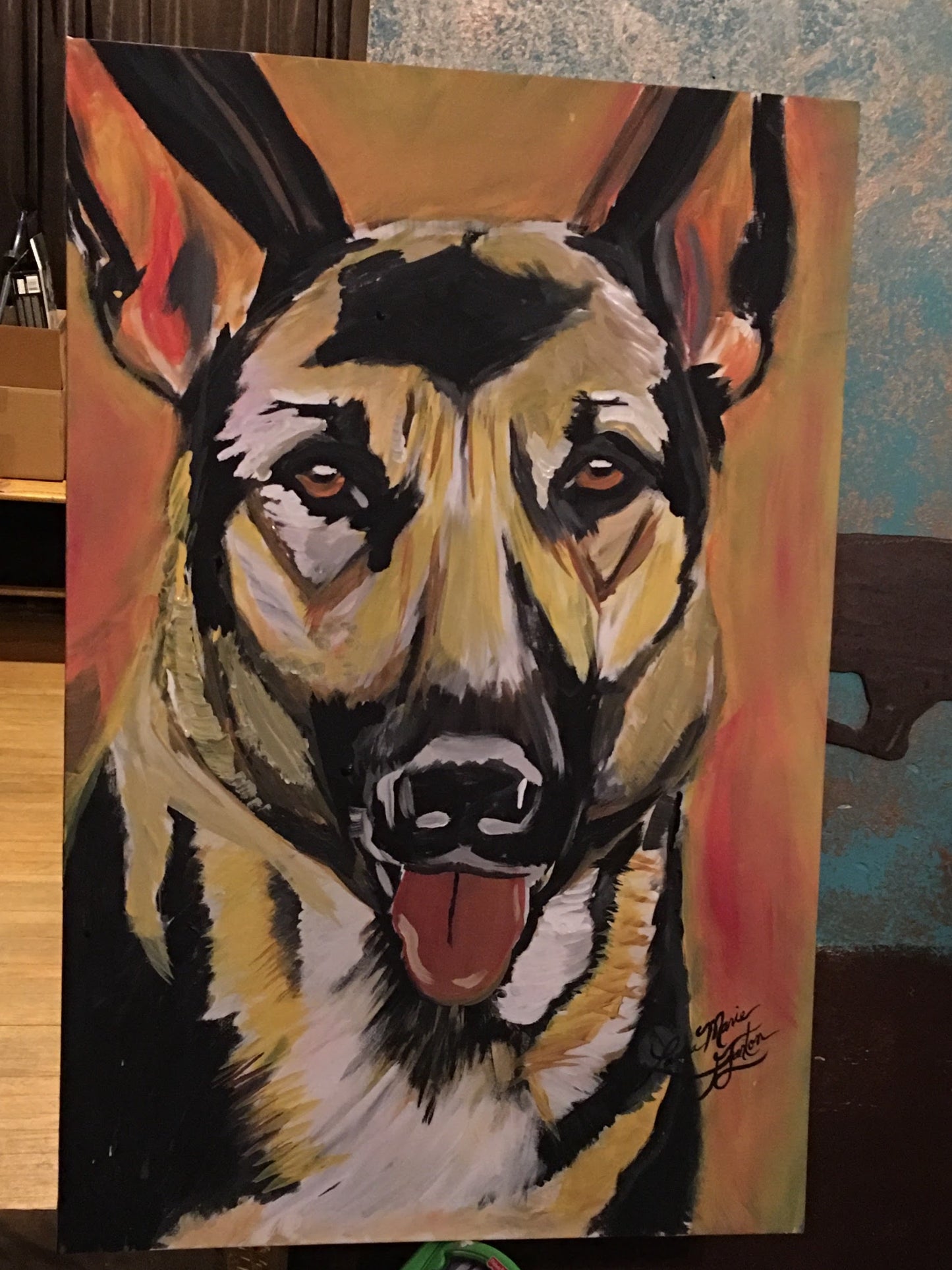 Custom Painted Pet Portrait on 8 in x 8 in Canvas