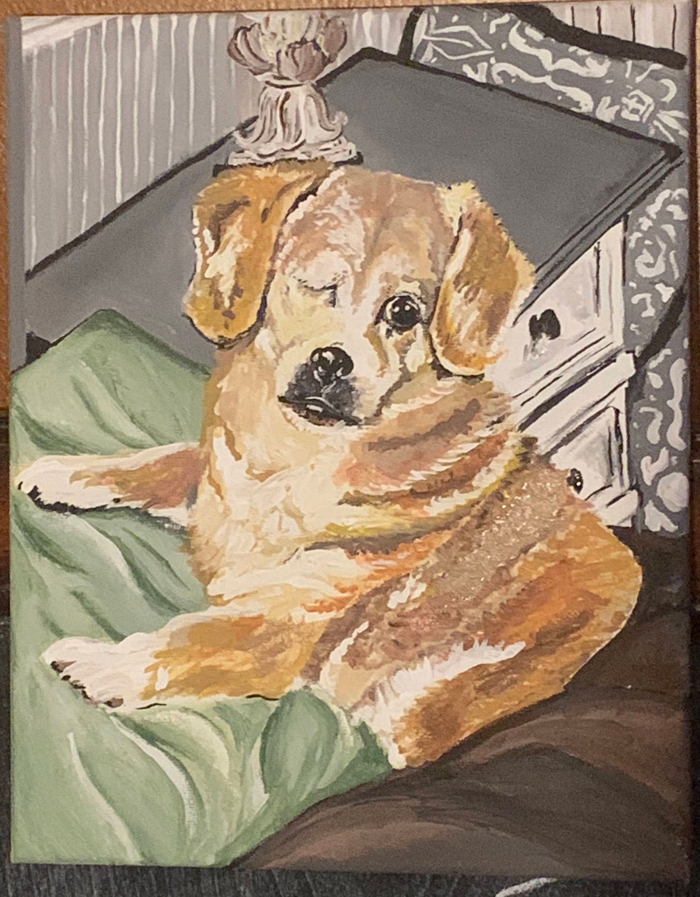 Custom Painted Pet Portrait on 8 in x 8 in Canvas