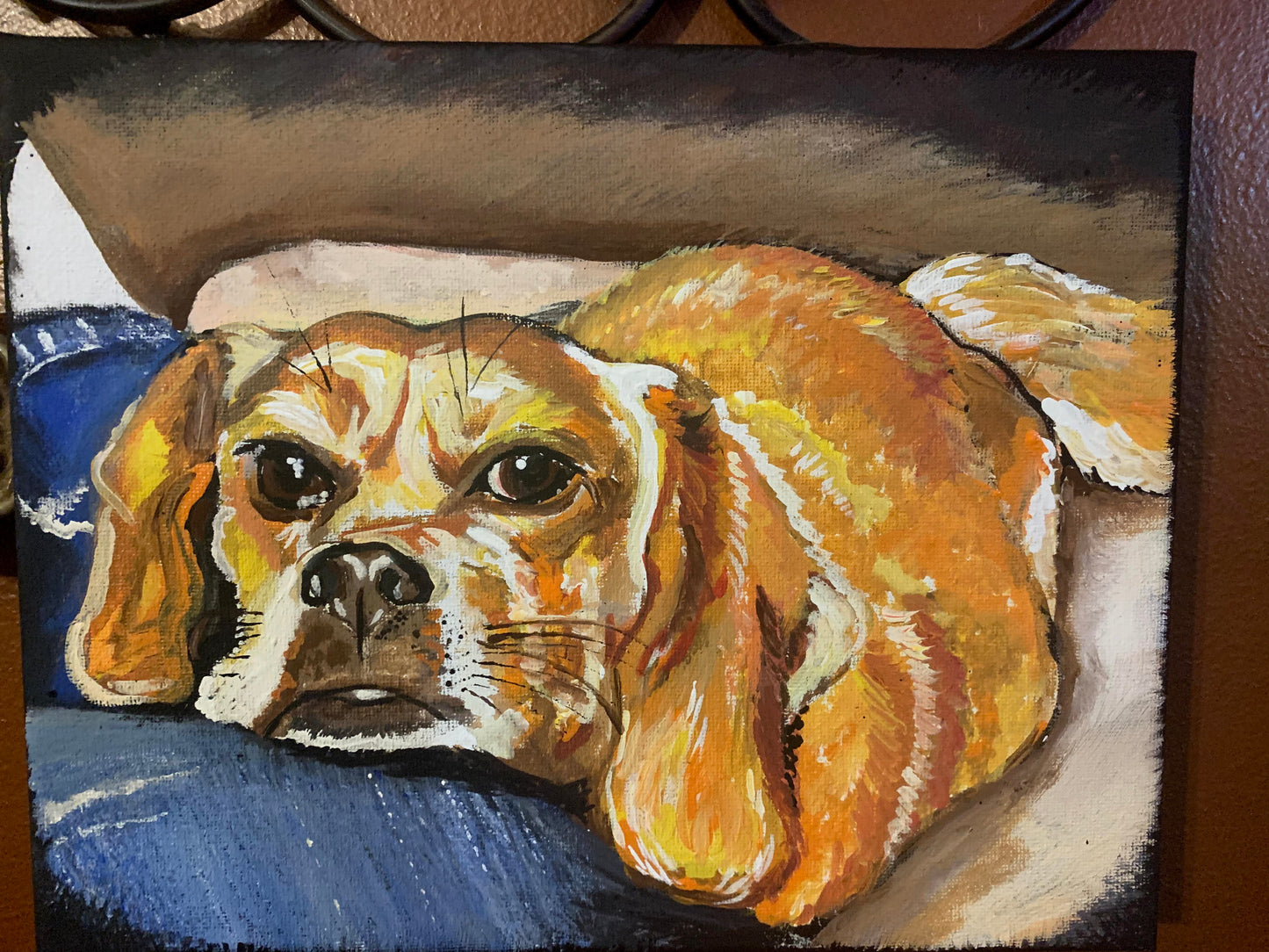 Custom Painted Pet Portrait on 8 in x 8 in Canvas
