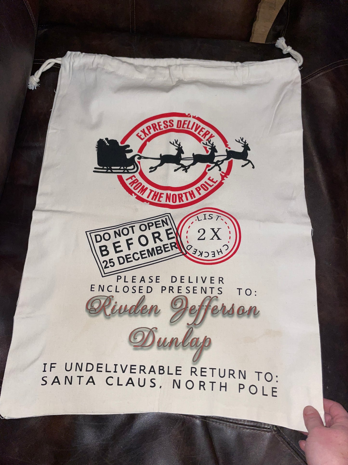 Santa Gift Bag Personalized Custom