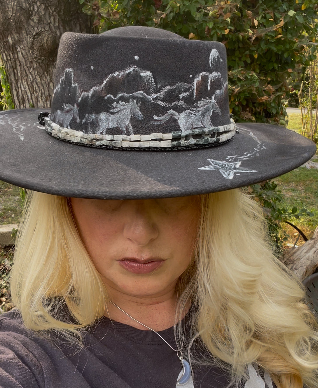 #75 “At Night We Ride” Custom Loralee Garton Hat