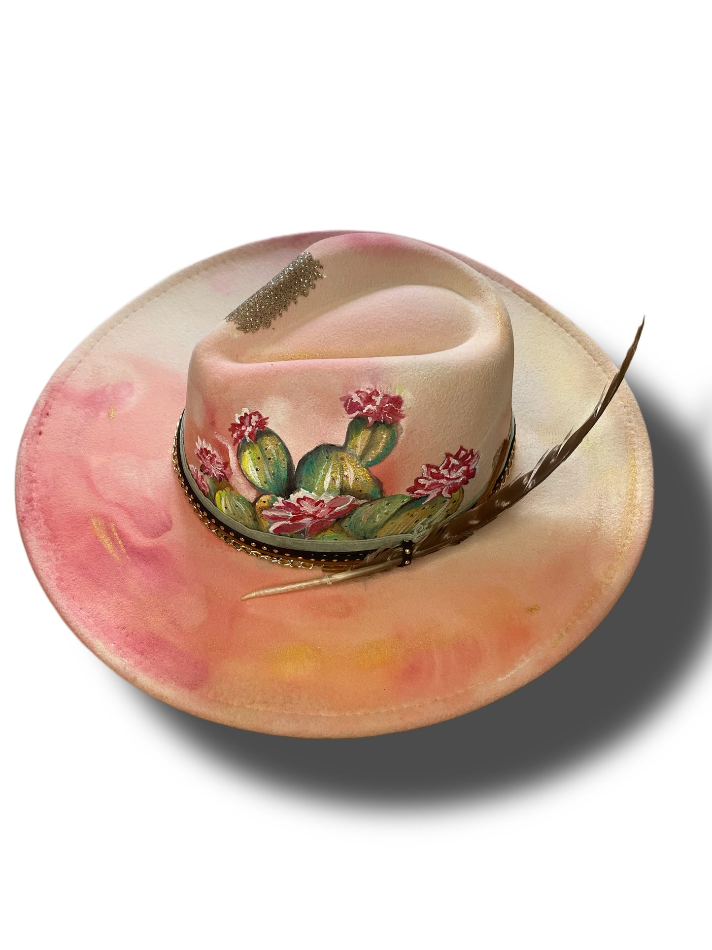 The Cactus Flower Hat Hand painted custom hat by Loralee Garton #54