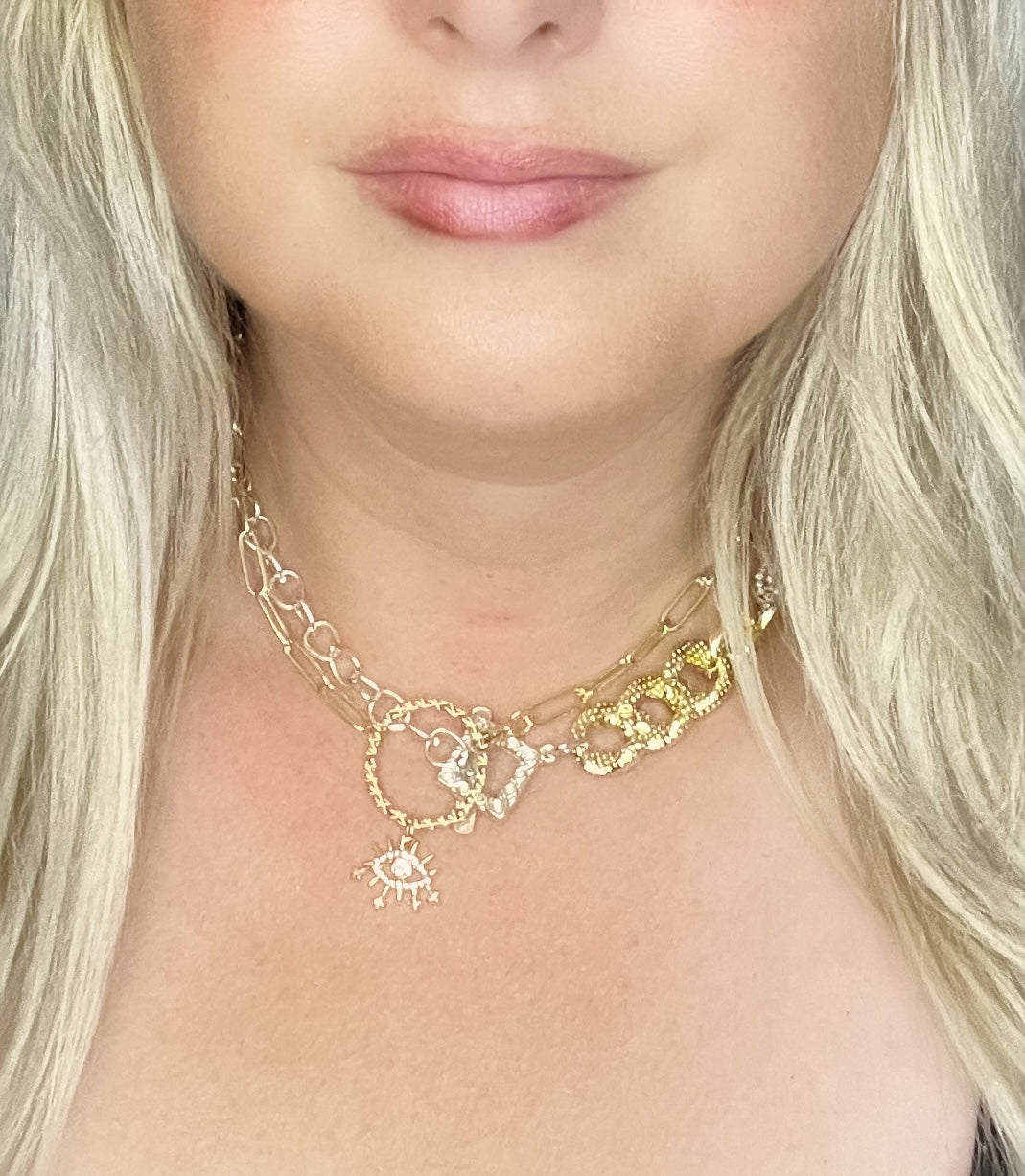 Evil Eye Gold Circle Necklace