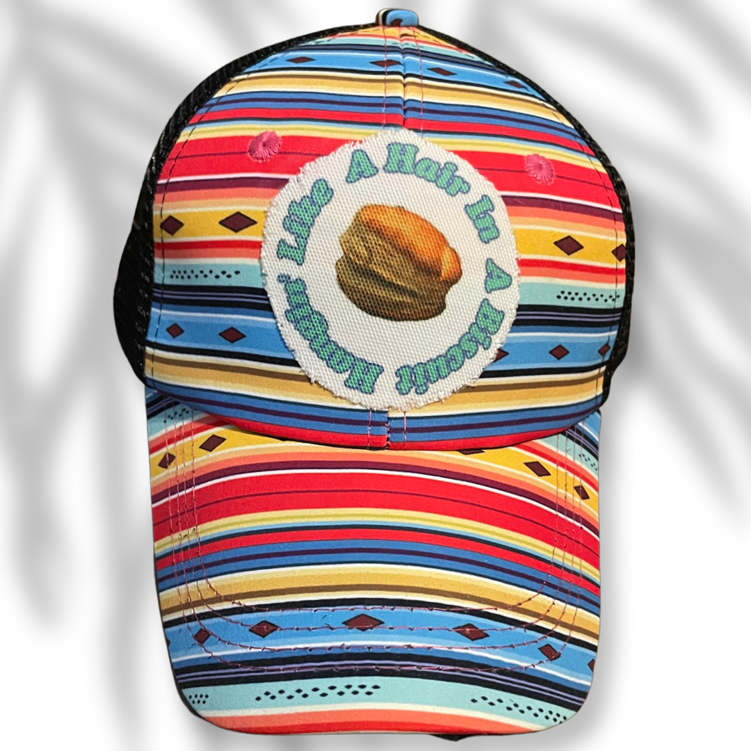 Hangin Like a Hair in a Biscuit Serape Ponytail Hat