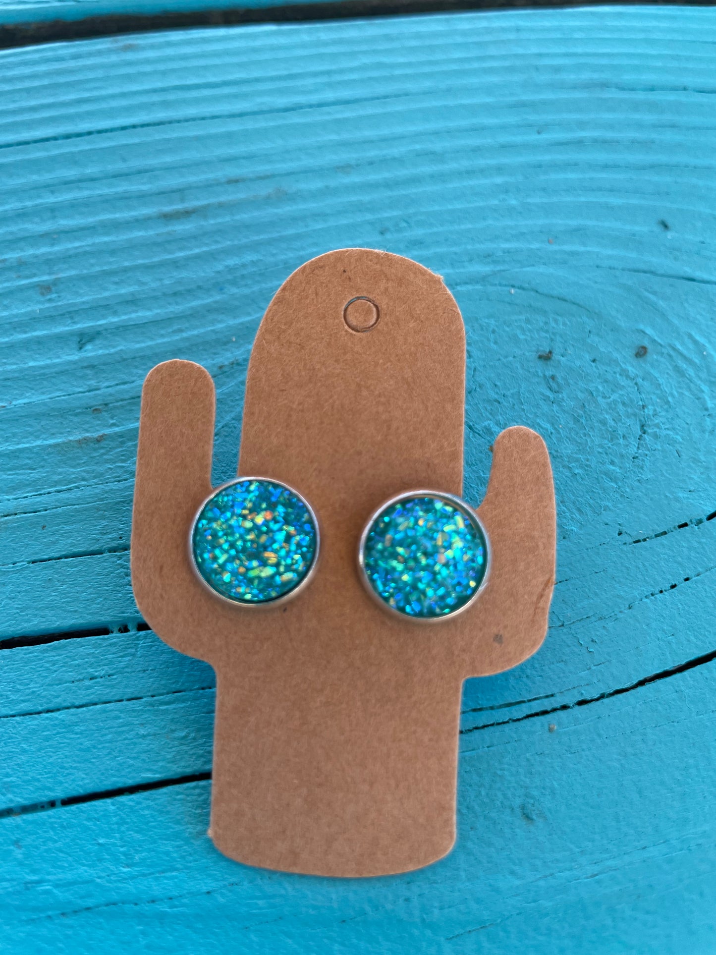 Blue/Green Druzy Stud Earrings