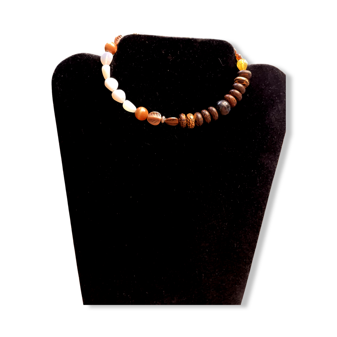 Moon Wood. Moon stone memory wire bracelet. Can be worn as a bracelet or as a necklace.