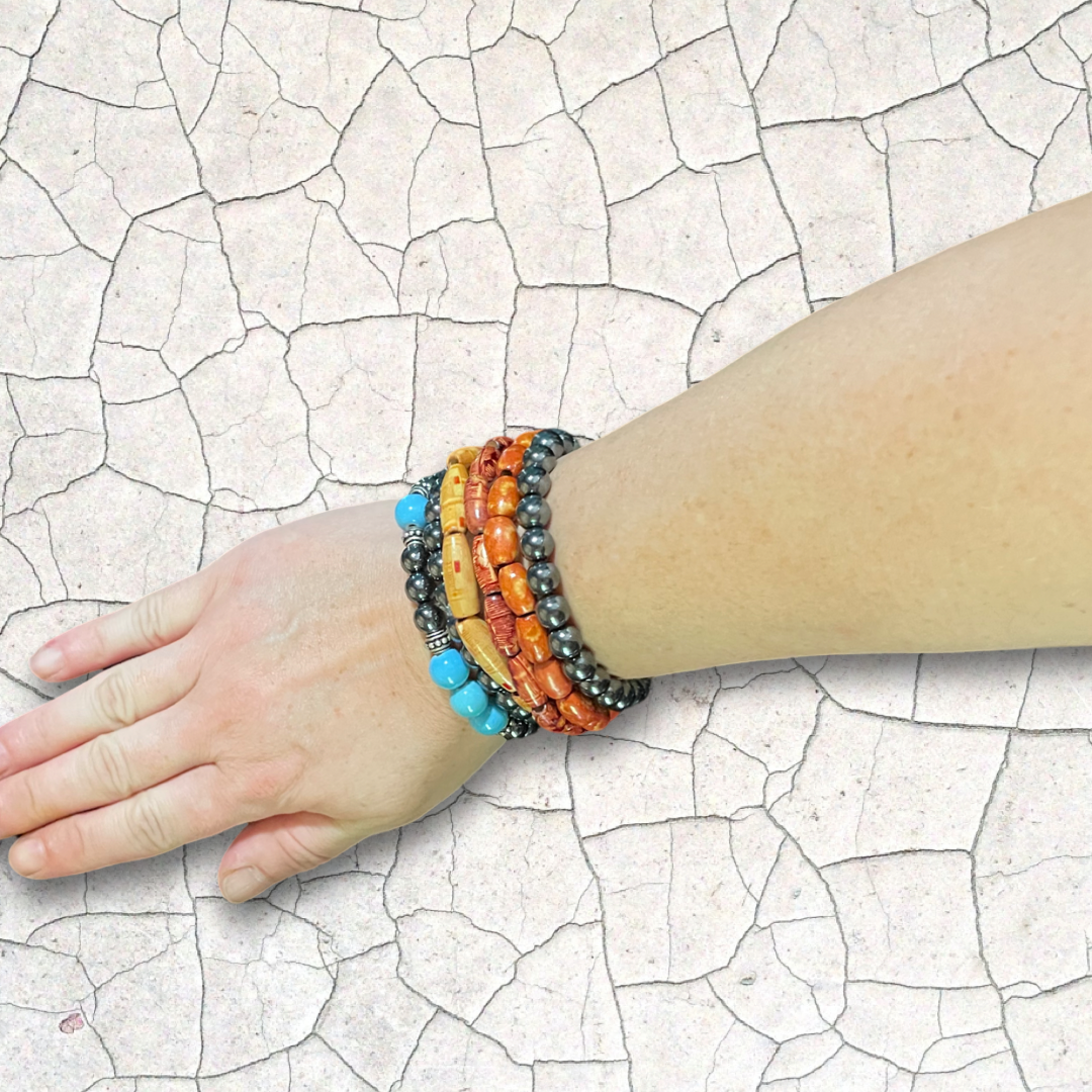 Natural Hematite 8mm Beaded Bracelet