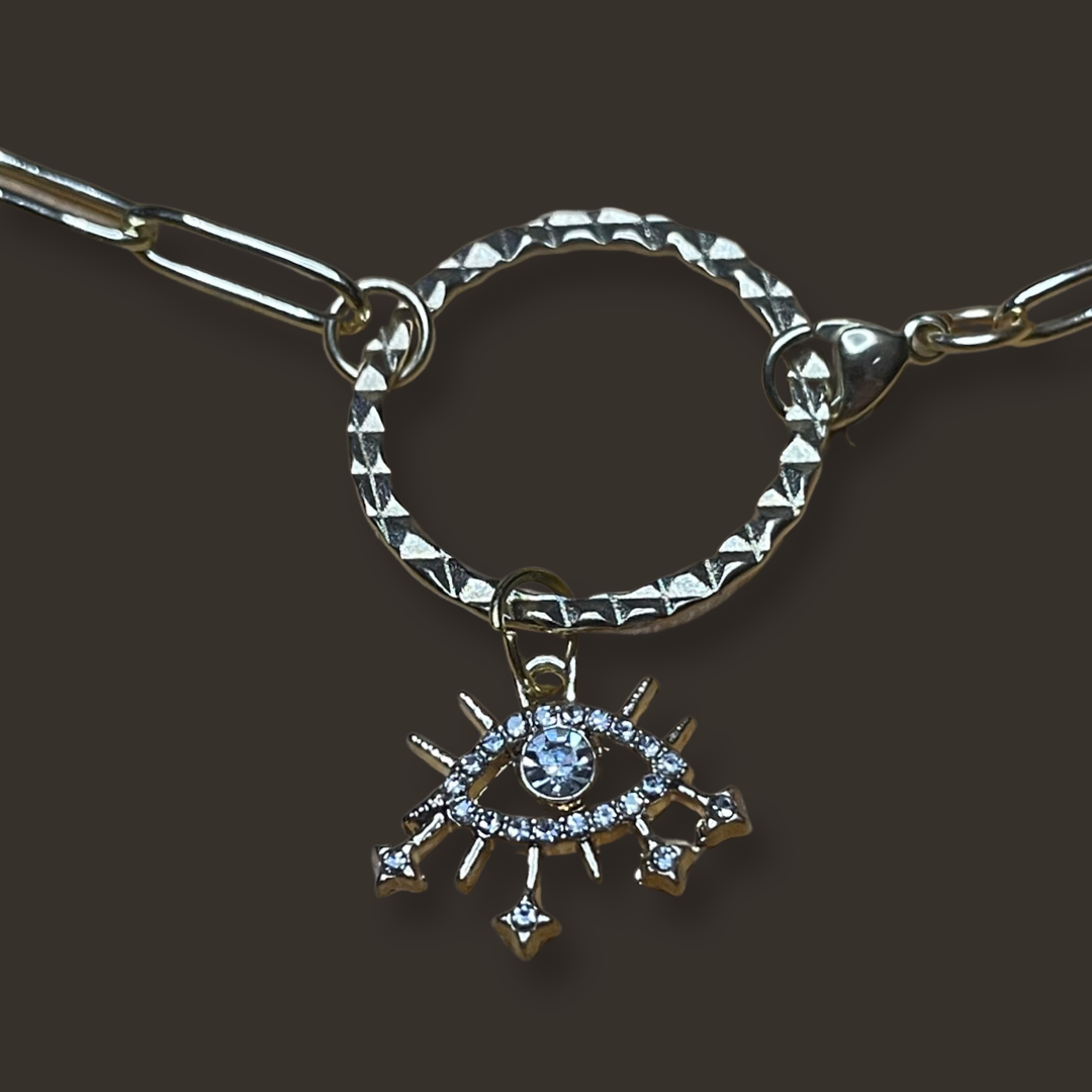 Evil Eye Gold Circle Necklace