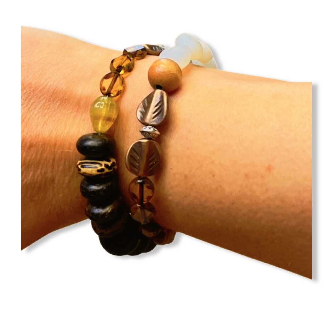 Moon Wood. Moon stone memory wire bracelet. Can be worn as a bracelet or as a necklace.