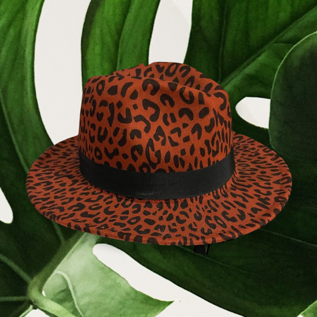 Red Brown Leopard Boho Hat