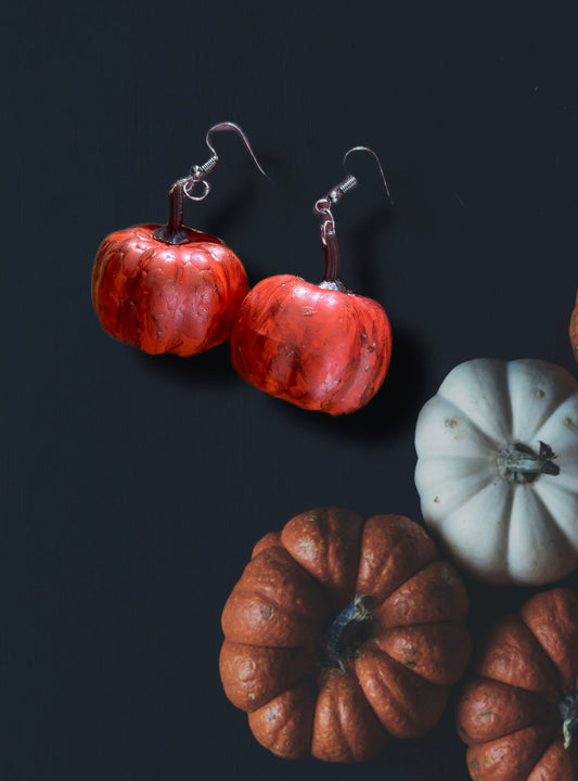 Orange Pumpkin Dangle Earrings