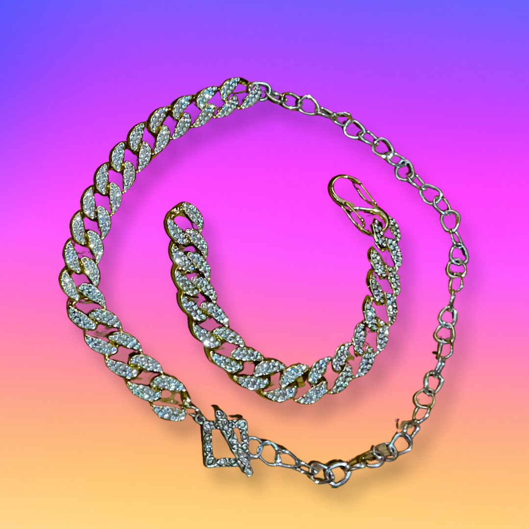 Glitzin Chunky Chain Set Bracelet and Necklace