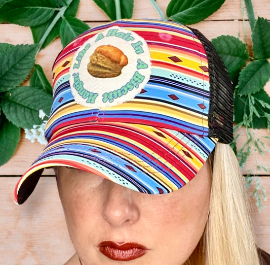 Hangin Like a Hair in a Biscuit Serape Ponytail Hat
