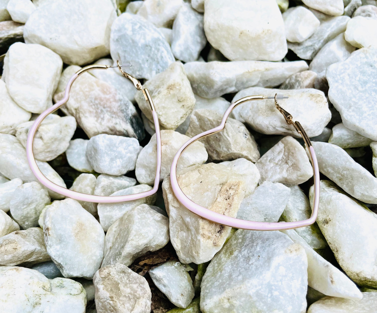 Light Pink Heart Hoops Earrings