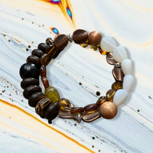 Moon Wood. Moon stone memory wire bracelet. Can be worn as a bracelet or as a necklace.