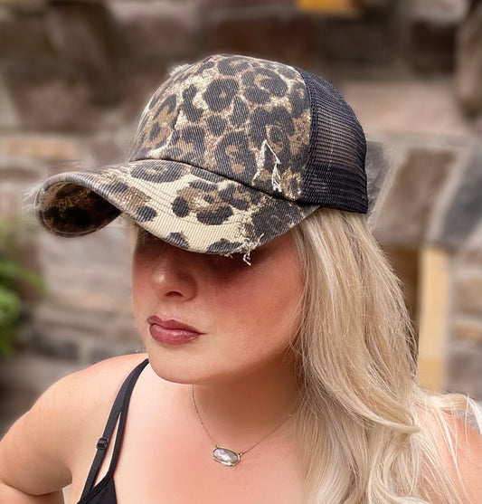 Distress Leopard Hat