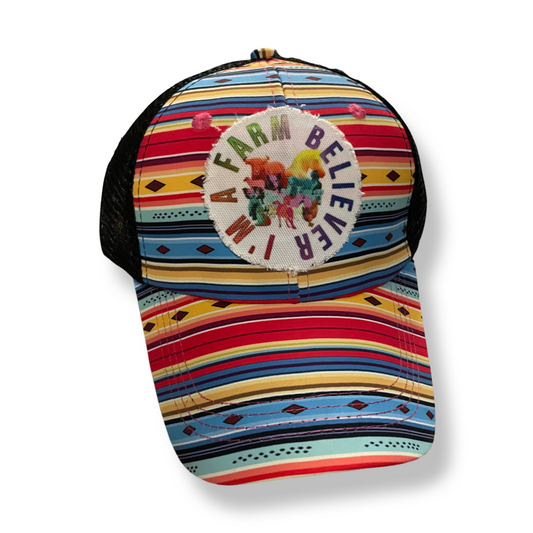 I’m A Farm Believer Serape ponytail hat