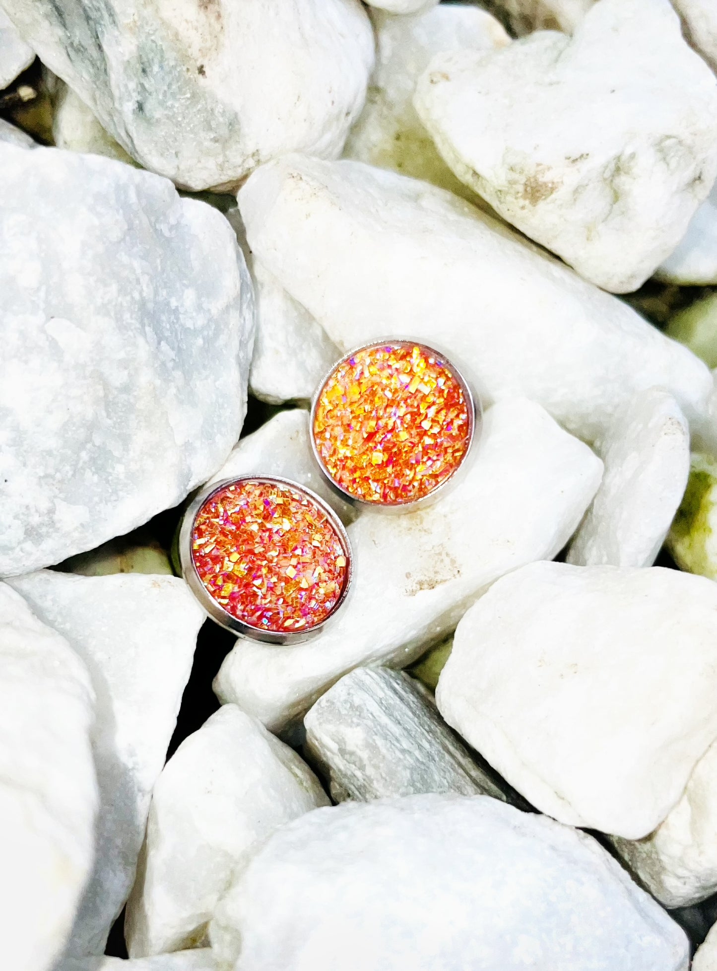 Peachy Mama Druzy Studs