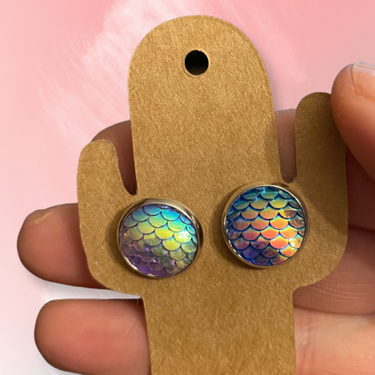 Mermaid Studs Blue/Purple/Iridescent