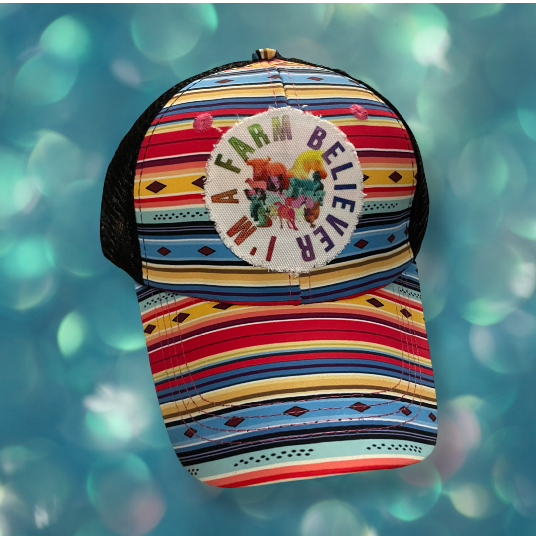 I’m A Farm Believer Serape ponytail hat