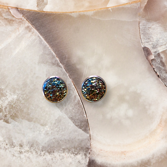 Brown Druzy Studs