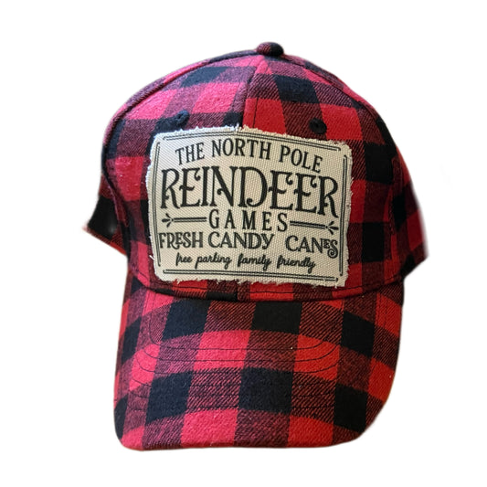 Reindeer Christmas Buffalo Plaid Hat