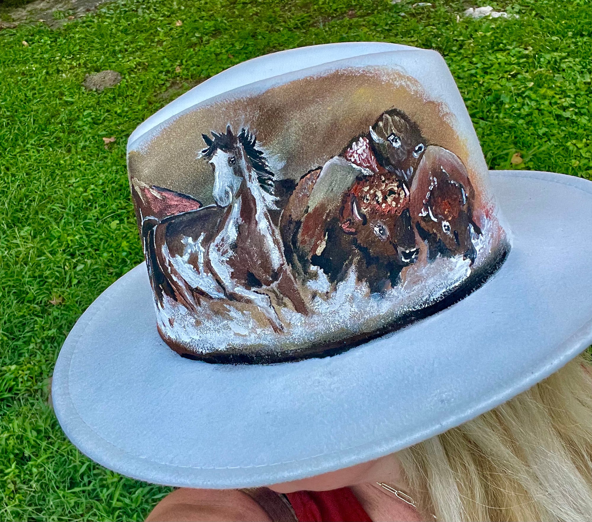 Distressed leopard cowboys cap